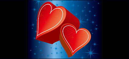 Three-dimensional vector printed material double heart