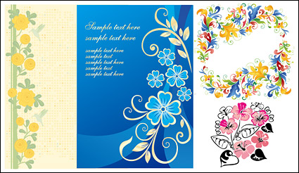 lovely flower design pattern vector material