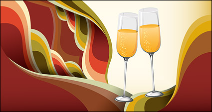 Champagne glasses Vector background material trends