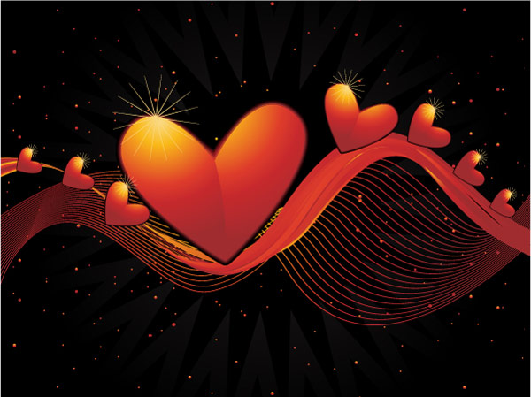 Heart-shaped vector material -2 dynamic lines of the background
