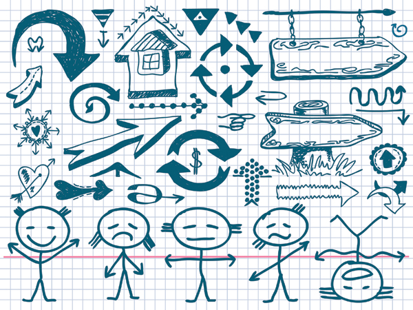 Lovely hand-painted arrows villain vector material