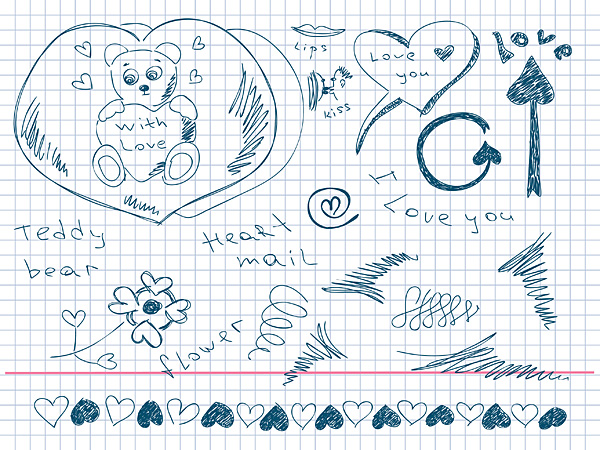 Lovely hand-painted love element vector material