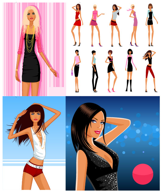 More fashion women vector material
