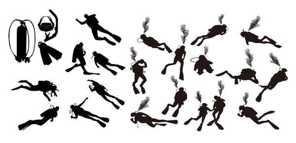 Diver silhouette vector material