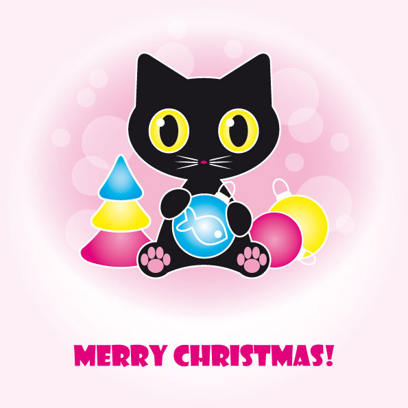 Cute black cat vector material