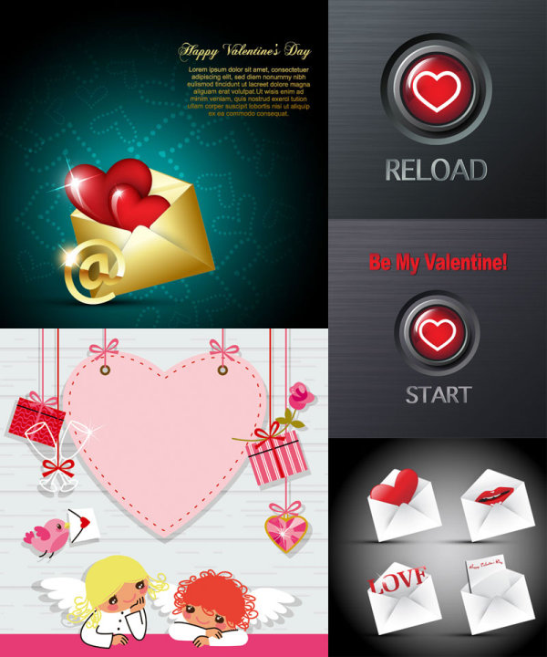 Valentine's Day romantic elements - Vector
