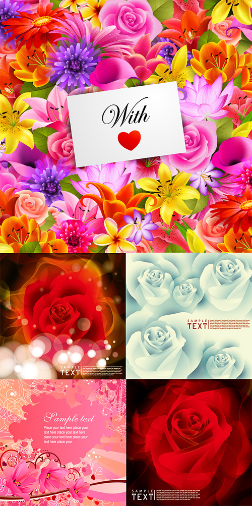 Flowers card background Vector