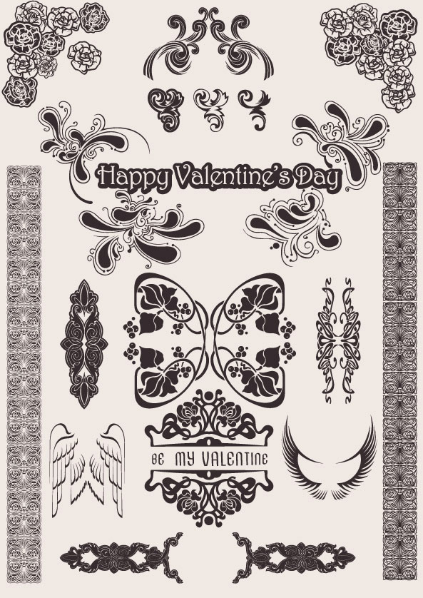 European love pattern vector material