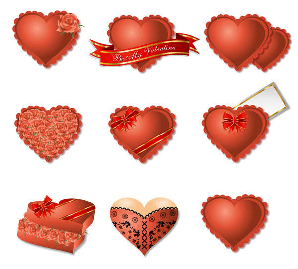 Romantic heart-shaped gift box packaging vector material