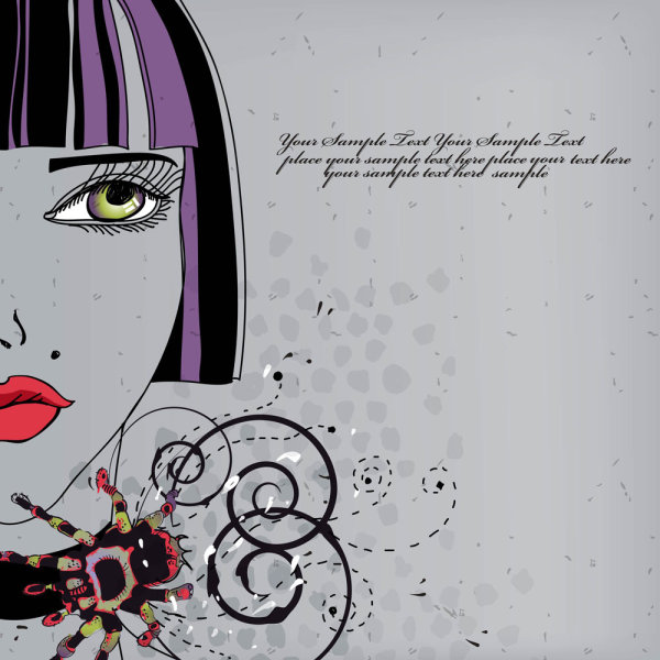 Beautiful hand-drawn fashion illustration 02-- vector material