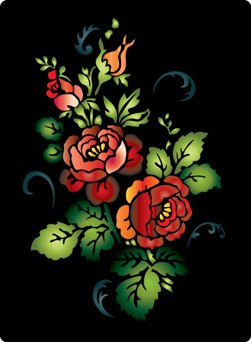 Colorful folk art painting vector - 06