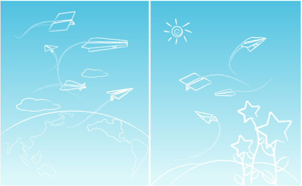 Line paper airplane graffiti vector material