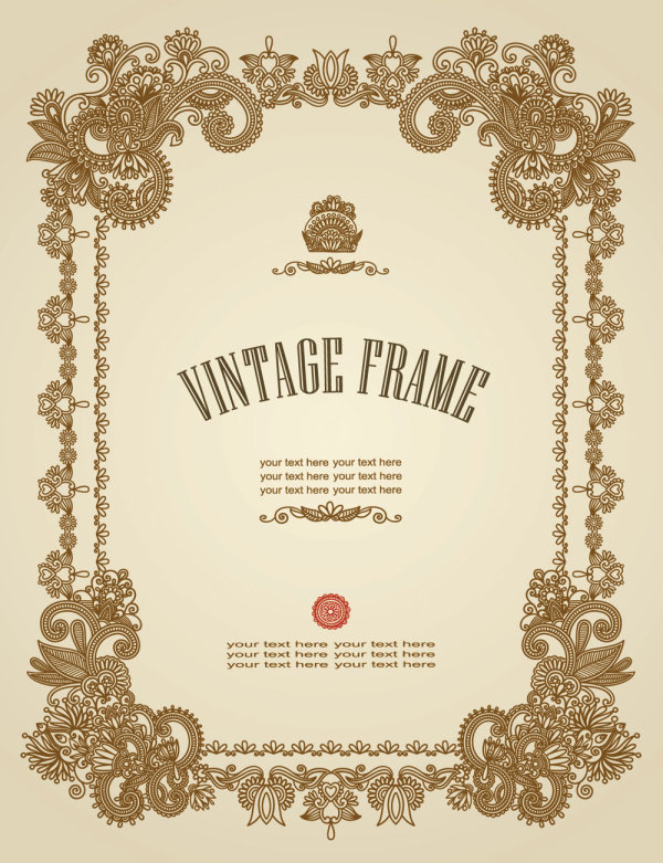 European retro pattern frame 01 - Vector