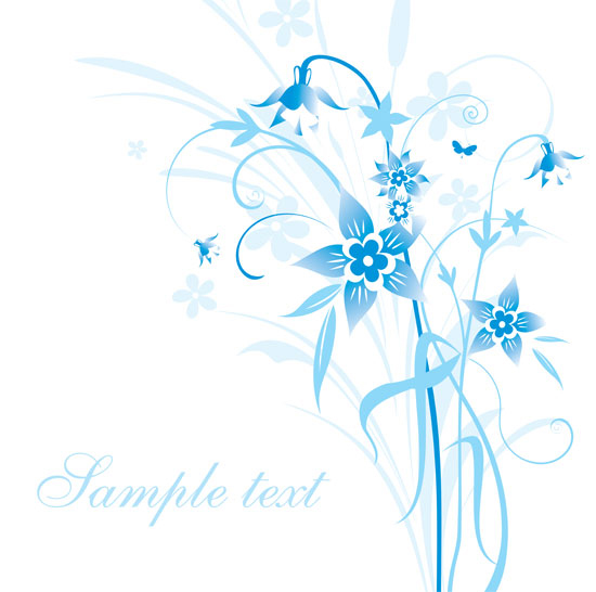 Simple hand-painted flowers and blue text background Vector -5