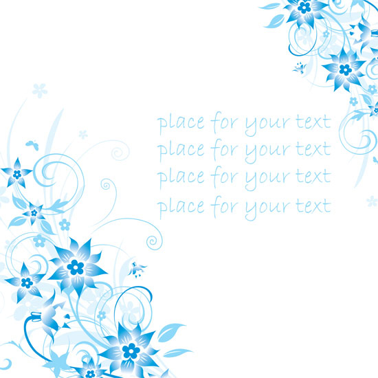 Simple blue hand-painted flowers and patterns of text background vector -4