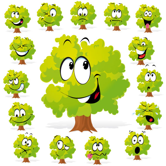 Cartoon trees face 02 - vector