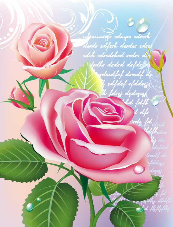 Beautiful roses 03 - vector 