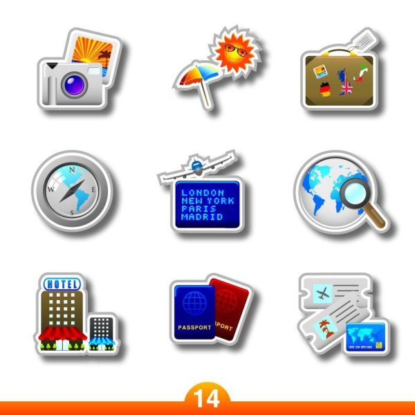 Travel goods label identifies the vector