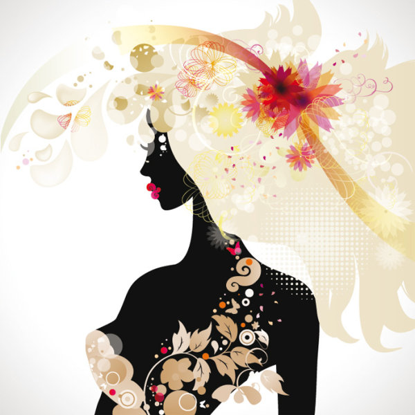 Fashionable beauty silhouette 03 - vector