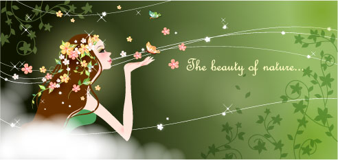 Cartoon beauty background 04 - vector