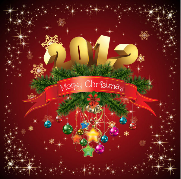 Gorgeous Christmas background 01 - vector material