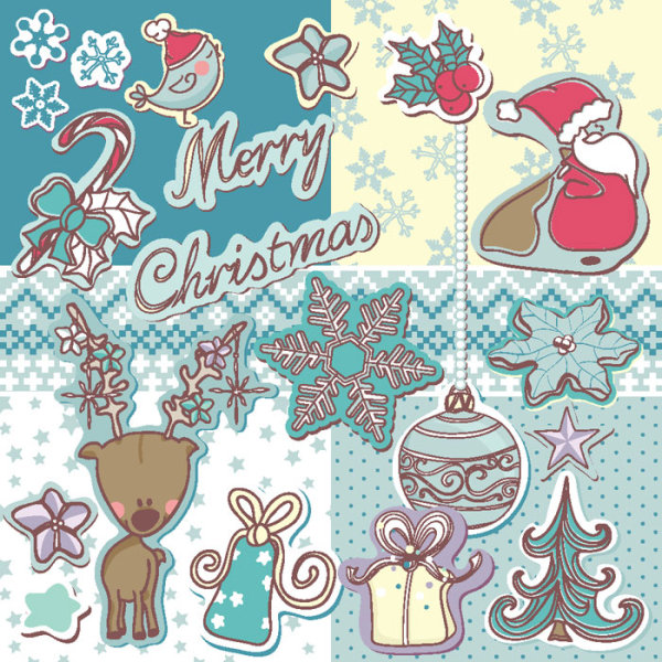 Christmas decoration stickers 01 - vector material