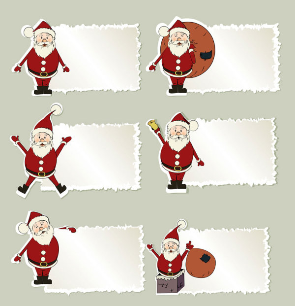 Cartoon Santa Claus label 01 - vector