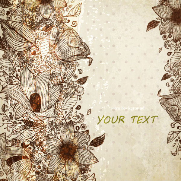 Retro pattern line draft background 02 - vector material