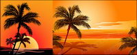 Coconut Vector affect the seaside sunset material