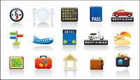 Travel icon set vector subject material