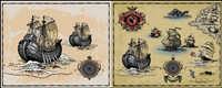Ancient sailing warships - Vector