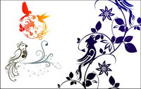 Combination of exquisite bird pattern vector