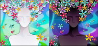 Woman with flowers Vector material -3