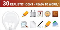 Light bulbs, mark pen, lock, horn, compass, microphone, timer vector