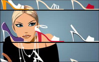 Select shoes fashion women vector material