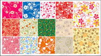14, series of small flowers vector tiled background material