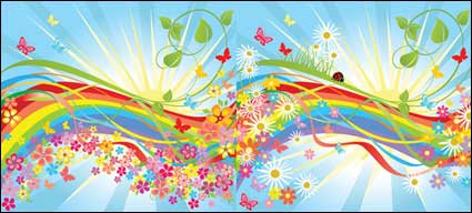 Colorful flower in the world vector material