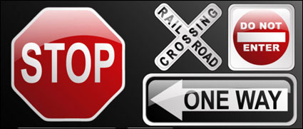 Crystal traffic sign icon vector material