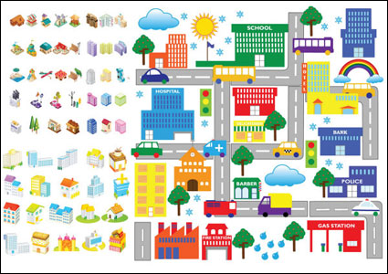 Cartoon building icon - vector material