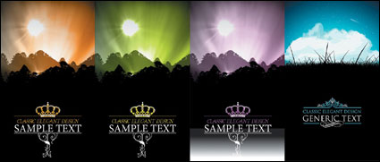 Beautiful scenery silhouette vector material