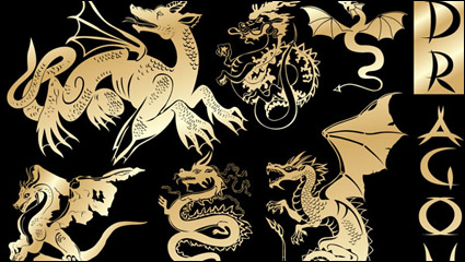 Golden European trend of design elements vector material -2