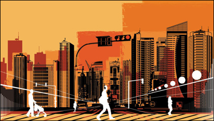 Fashion elements with urban silhouettes 03 - vector