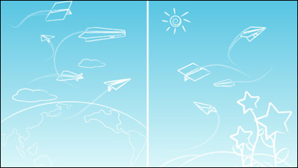 Line paper airplane graffiti vector material
