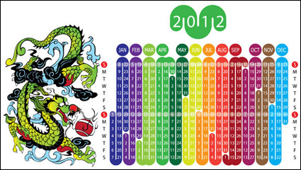 2012 Year of the Dragon Calendar -1 vector material