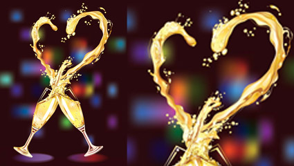 Heart-shaped champagne vector -3
