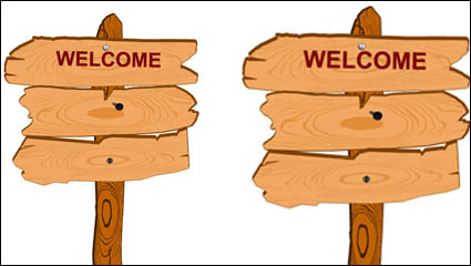 Cartoon wood sign 01 - Vector