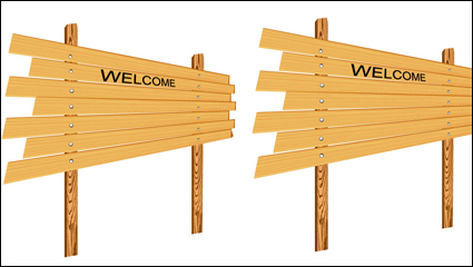 Cartoon wooden signs 04-- vector material