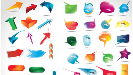 Exquisite three-dimensional arrow dialog box 01 - vector material