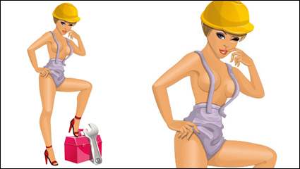 The sexy beauties workers 02 - vector material