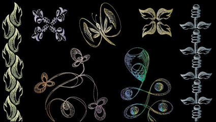 European lace pattern line draft 01 - vector material